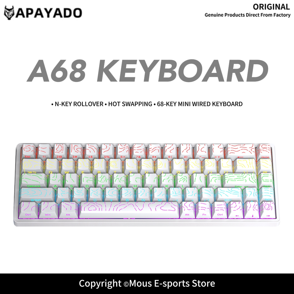 Pc Gaming Pink - APAYADO A68 유선 기계식 키보드 핫