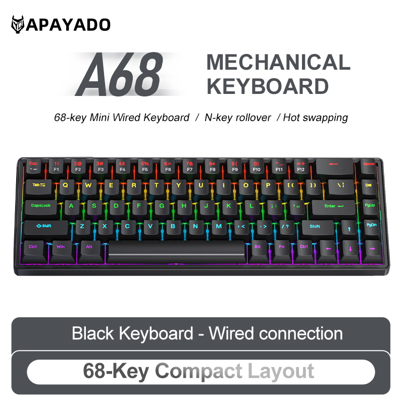 APAYADO A68 유선 기계식 키보드 핫 스왑 가능 - Pc Gaming Pink 리뷰 및 가격